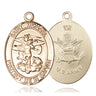 14kt Solid Gold St. Michael Army Medal Pendant 1x5/8 inches, handcrafted in USA by Bliss Manufacturing