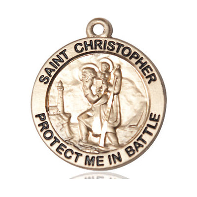 14kt Solid Gold Medium St. Christopher Medal Pendant | 1" x 7/8" | Handcrafted in USA by Bliss