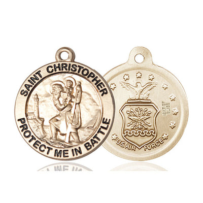 14kt Solid Gold Medium St. Christopher Air Force Medal Pendant | 1" x 1 5/8" | Handcrafted in USA by Bliss