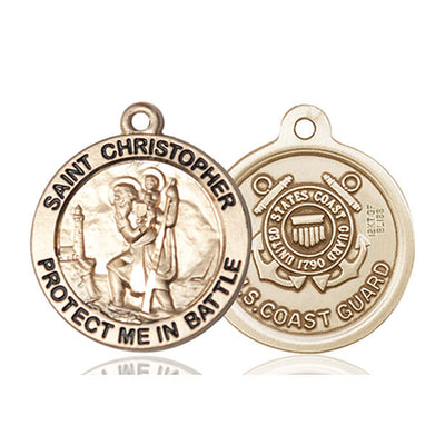 14kt Solid Gold Medium St. Christopher Coast Guard Medal Pendant | 1" x 1 5/8" | Handcrafted in USA by Bliss