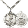 Sterling silver St. Christopher Air Force patron saint medal necklace 1 inch by 1-5/8 inch pendant 24 inch chain Bliss USA