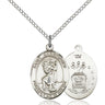 Sterling silver St. Christopher Air Force military medal necklace 3/4 x 7/8 inch with 18 inch chain by Bliss