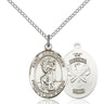 Sterling silver St. Christopher National Guard military medal necklace 3/4 x 1 inch with 18 inch chain by Bliss