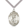Sterling silver St. Christopher patron saint medal necklace with 24 inch chain by Bliss Manufacturing