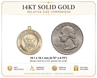 Colgante de oro macizo de 14 quilates de la Medalla de San Miguel de la Armada | 3/4 x 3/4 | Fabricado en EE. UU. por Bliss