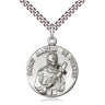 Sterling silver St. Martin de Porres patron saint medal necklace with 24 inch curb chain by Bliss Manufacturing