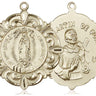 14kt solid gold Our Lady of Guadalupe medal pendant 1.25 x 1.125 inches handcrafted by Bliss USA