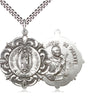 Sterling silver Our Lady of Guadalupe medal necklace 1.25 x 1.125 inches with 24 inch chain by Bliss