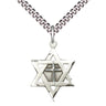 Sterling Silver Star of David with Cross Necklace 7/8 inch pendant on 24 inch chain by Bliss Manufacturing