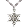 Sterling Silver Large Star of David with Cross Pendant Necklace 1 1/4 x 7/8 inches 24 inch chain Bliss