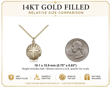 14kt Gold Filled Medium Cross Necklace | 3/4 x 5/8 Pendant | 18" Curb Chain | USA Made by Bliss