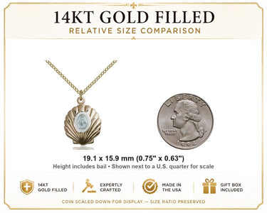 Collar de Medalla Milagrosa de Oro Relleno de 14kt 1.9 cm x 1.6 cm | Cadena de 45.7 cm | Bliss