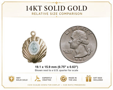 Colgante de Medalla Milagrosa mediana de oro macizo de 14 kt | 1,9 x 1,6 cm | Hecho a mano en EE. UU. por Bliss