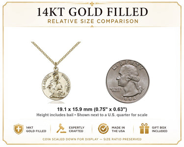 Gold Filled Medium St. Gabriel the Archangel Medal Necklace | 3/4 x 5/8 | 18" Chain | USA Made by Bliss