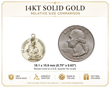 14kt Solid Gold Medium St. Gabriel Medal Pendant | 3/4 x 5/8 | USA Made by Bliss