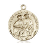 14kt solid gold Sts. Cosmas and Damian patron saint medal pendant 1 inch by Bliss Manufacturing