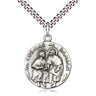 Sterling Silver Saints Cosmos and Damian patron saint medal necklace, 1x7/8 inch, 24 inch curb chain, Bliss Manufacturing