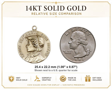 14kt Solid Gold Medium St. Ann Medal Pendant | 1 x 7/8 | Handcrafted in USA by Bliss