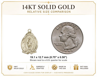 Colgante de Medalla Milagrosa de Oro Macizo de 14kt 3/4" x 1/2" | Fabricado en EE. UU. por Bliss