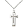 Sterling Silver Medium Catholic Cross Necklace 7/8 x 1/2 inch pendant on 18 inch curb chain by Bliss