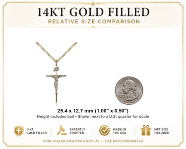 14kt Gold Filled Slim Crucifix Necklace – 18″ Chain