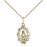 14kt Gold Filled Small Miraculous Medal Necklace 1/2 x 3/8 inch on 18 inch chain handmade by Bliss Manufacturing