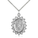 Sterling Silver Our Lady of Guadalupe Medal Necklace 1 inch by 3/4 inch on 18 inch Chain by Bliss
