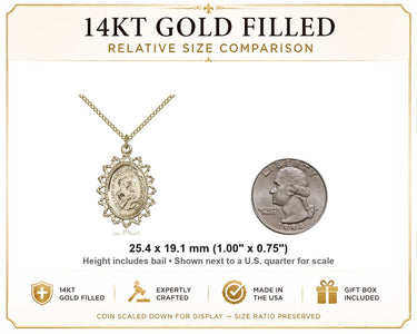 14kt Gold Filled Medium Our Lady of Perpetual Help Medal Necklace | 1" x 3/4" | 18" Chain | USA Made by Bliss