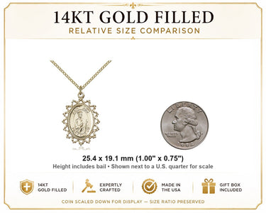 14kt Gold Filled Medium St. Jude Patron Saint Medal Necklace | 1" x 3/4" | 18" Chain | USA Made by Bliss