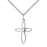 Sterling Silver Medium Loop Cross Necklace 3/4 x 1/2 inch pendant on 18 inch lite curb chain by Bliss