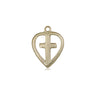 14kt solid gold heart cross pendant 1/2 x 3/8 inches handcrafted by Bliss Manufacturing USA