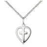 Sterling Silver Small Heart and Cross Necklace 1/2 x 3/8 inches on 18 inch chain by Bliss