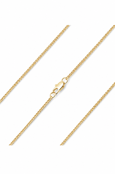 14kt Gold Filled Medium Catholic Cross Necklace shown with an 18-inch gold filled curb chain