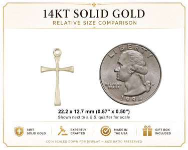 14kt Solid Gold Maltese Cross Medal 7/8" x 1/2" Medium | Pendant Only | USA Made by Bliss