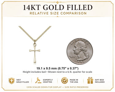 Gold Filled Medium Maltese Cross Necklace | 3/4 x 3/8 Pendant | 18" Chain | USA Made by Bliss