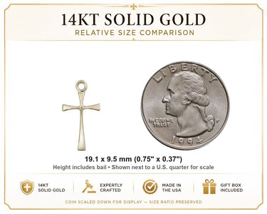 14kt Solid Gold Medium Maltese Cross Pendant | 3/4 x 3/8 | USA Made by Bliss