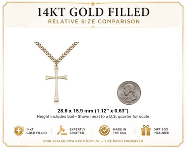 Gold Filled Medium Maltese Cross Necklace | 1 1/8 x 5/8 Pendant | 24" Chain | USA Made by Bliss