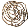 Brown wood St Benedict 20 decade Catholic rosary with protection medal 44 inches handcrafted by Bliss