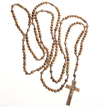 20 Decade Wooden Rosary | Handmade Brown Walnut Wood Rosary with St. Benedict Crucifix