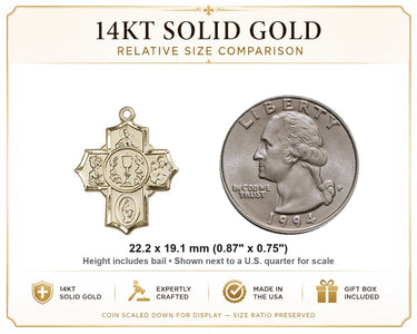 14kt Solid Gold Medium Millennium Crucifix Pendant | 7/8" x 3/4" | USA Made by Bliss