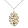 14kt gold filled Miraculous Medal necklace 7/8 x 5/8 inches medium size with 18 inch chain handmade by Bliss Manufacturing USA