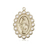 14kt solid gold Miraculous Medal pendant 7/8 x 5/8 inches handcrafted by Bliss Manufacturing