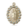 Medium 14kt solid gold Our Lady of Guadalupe medal pendant 1 x 5/8 inches handcrafted by Bliss Manufacturing
