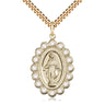 14kt gold filled Miraculous Medal necklace with 1⅛×¾ inch pendant on 24 inch curb chain handmade by Bliss