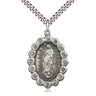 Sterling Silver Large Our Lady of Guadalupe Medal Necklace 1 1/4 x 7/8 inches on 24 inch chain by Bliss