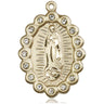 14kt Solid Gold Large Our Lady of Guadalupe Medal Pendant 1 1/4 x 7/8 Handcrafted by Bliss