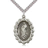 Sterling Silver Large Our Lady of Guadalupe Medal Necklace 1 1/4 x 7/8 inches 24 inch chain by Bliss