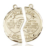 14kt Solid Gold Mizpah Coin Set Army Medal Pendant 1x1 inches handcrafted in USA by Bliss Manufacturing