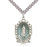 Sterling Silver Our Lady of Guadalupe Blue Epoxy Medal Necklace 1 x 5/8 with 24 inch Chain by Bliss