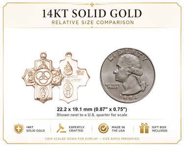 Colgante de Medalla de Cinco Vías para la Nueva Familia, de Oro Sólido de 14K, Tamaño Mediano | 2,22 cm x 1,91 cm | Hecho a Mano en EE. UU. por Bliss